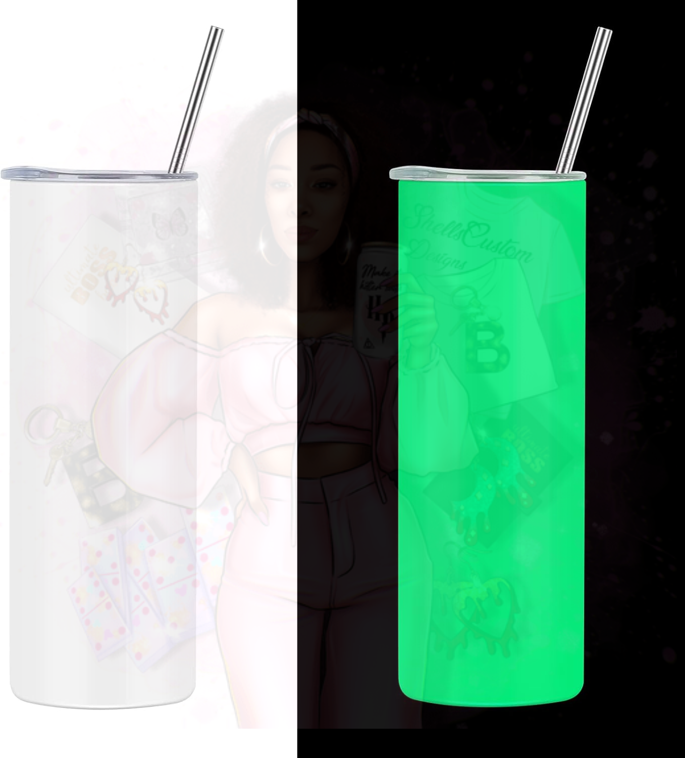 Glow in the dark sublimation tumbler